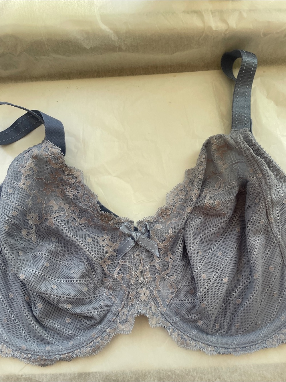 Chantelle Lace Underwire Bra in Dusty Gray-Blue